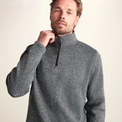 Pearson Mens Knitlook Quarter Zip Fleece - Dark Grey Marl