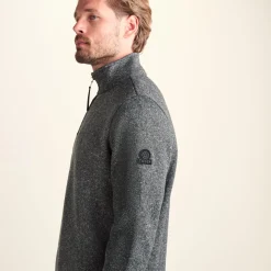 Pearson Mens Knitlook Quarter Zip Fleece - Dark Grey Marl