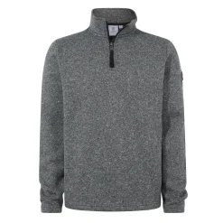 Pearson Mens Knitlook Quarter Zip Fleece - Dark Grey Marl