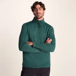 Pearson Mens Knitlook Quarter Zip Fleece - Dark Turquoise Marl