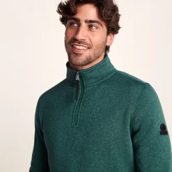 Pearson Mens Knitlook Quarter Zip Fleece - Dark Turquoise Marl
