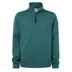 Pearson Mens Knitlook Quarter Zip Fleece - Dark Turquoise Marl