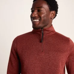 Pearson Mens Knitlook Quarter Zip Fleece - Clay Marl
