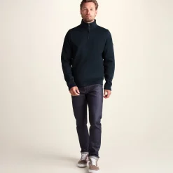 Pearson Mens Knitlook Quarter Zip Fleece - Dark Indigo Marl