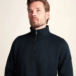 Pearson Mens Knitlook Quarter Zip Fleece - Dark Indigo Marl