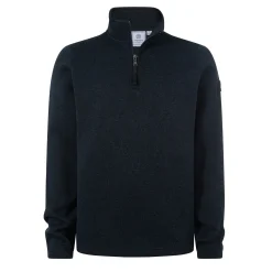 Pearson Mens Knitlook Quarter Zip Fleece - Dark Indigo Marl