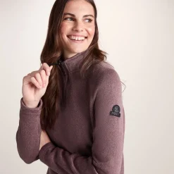 Pearson Womens Knitlook Quarter Zip Fleece - Mauve Marl
