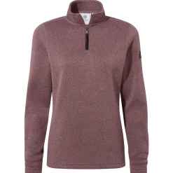 Pearson Womens Knitlook Quarter Zip Fleece - Mauve Marl