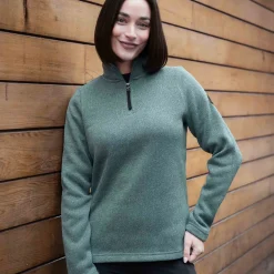 Pearson Womens Knitlook Quarter Zip Fleece - Mist Grey Marl