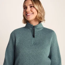Pearson Womens Knitlook Quarter Zip Fleece - Mist Grey Marl