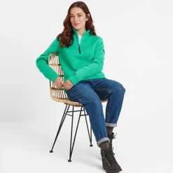 Pearson Womens Knitlook Quarter Zip Fleece - Jade Marl