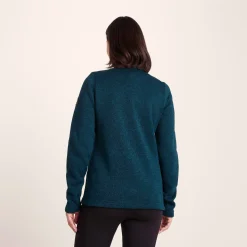 Pearson Womens Knitlook Quarter Zip Fleece - Deep Teal Marl