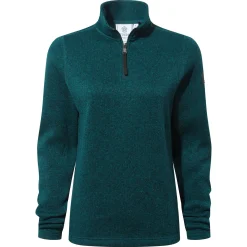 Pearson Womens Knitlook Quarter Zip Fleece - Deep Teal Marl