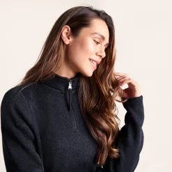 Pearson Womens Knitlook Quarter Zip Fleece - Dark Indigo Marl
