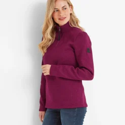 Pearson Womens Knitlook Quarter Zip Fleece - Purple Berry Marl