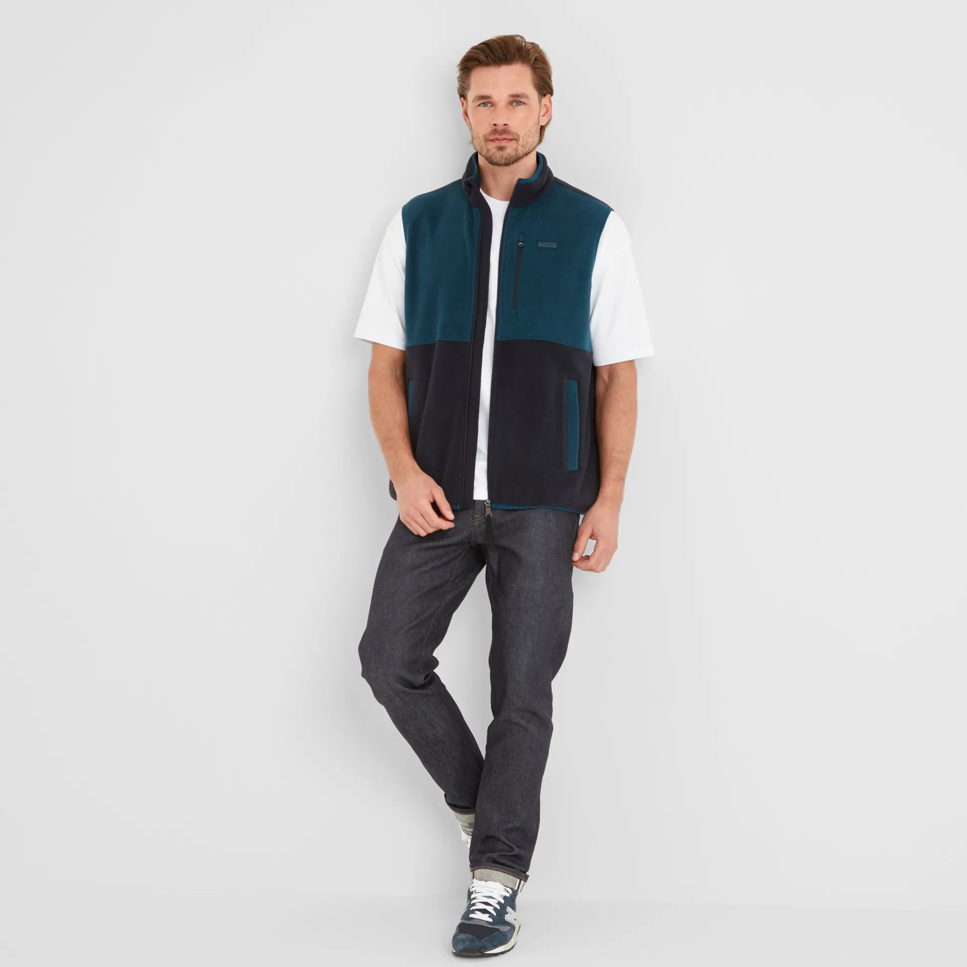 Pensford Mens Microfleece Gilet - Dark Indigo/Petrol Green