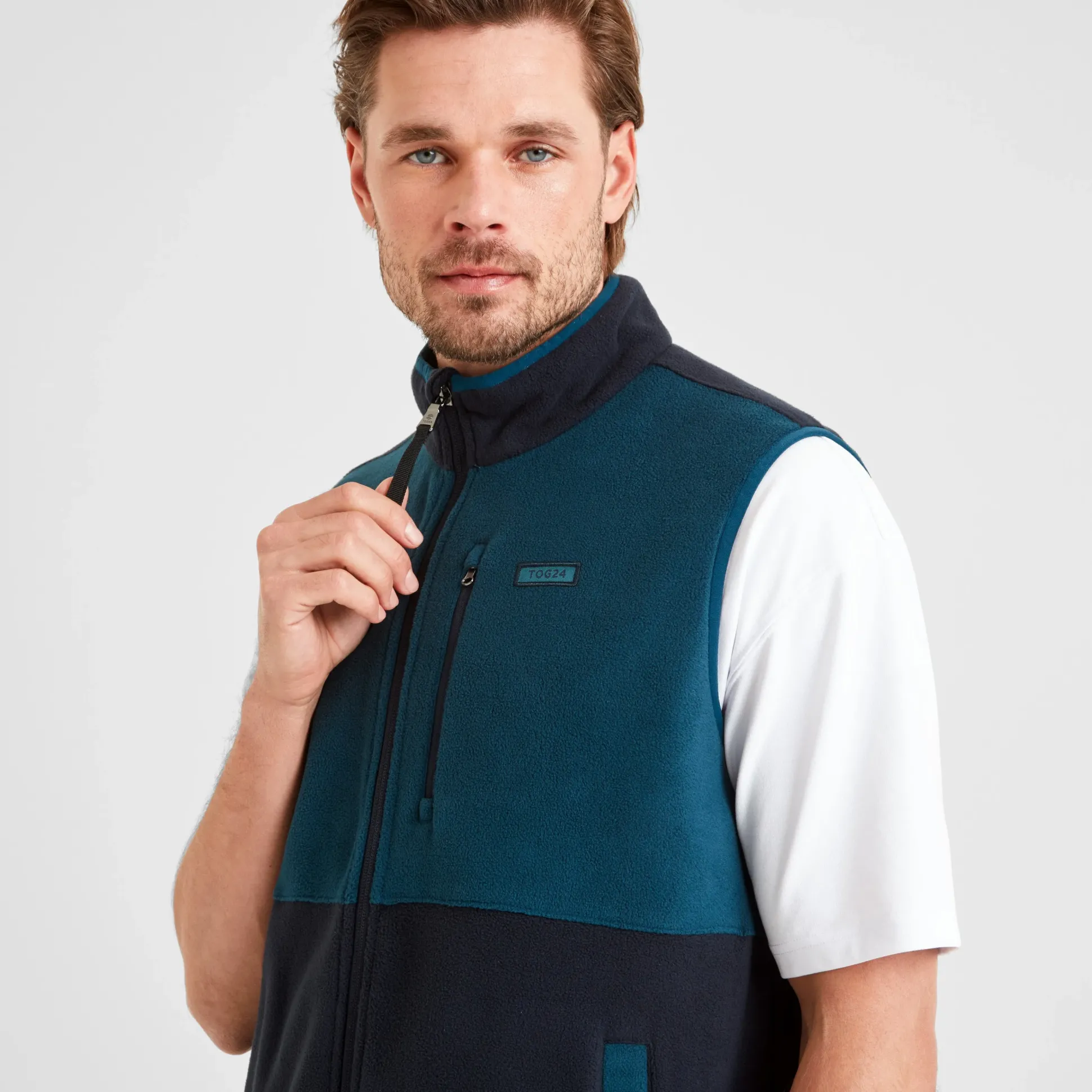 Pensford Mens Microfleece Gilet - Dark Indigo/Petrol Green