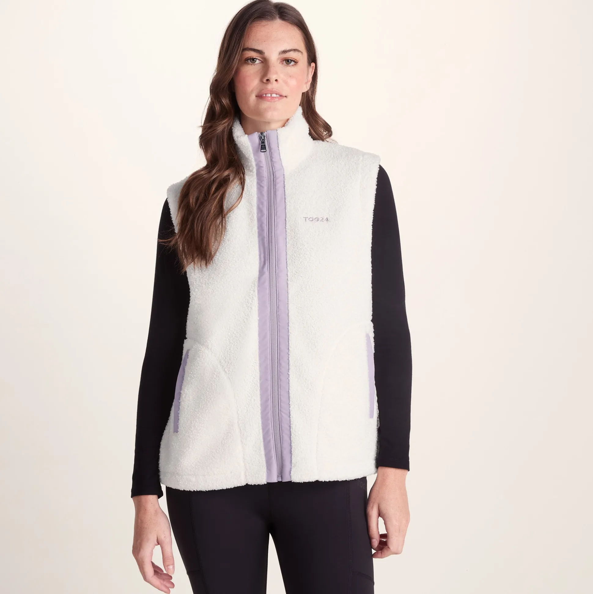 Peyton Womens Relaxed Fit Sherpa Fleece Gilet - Vanilla