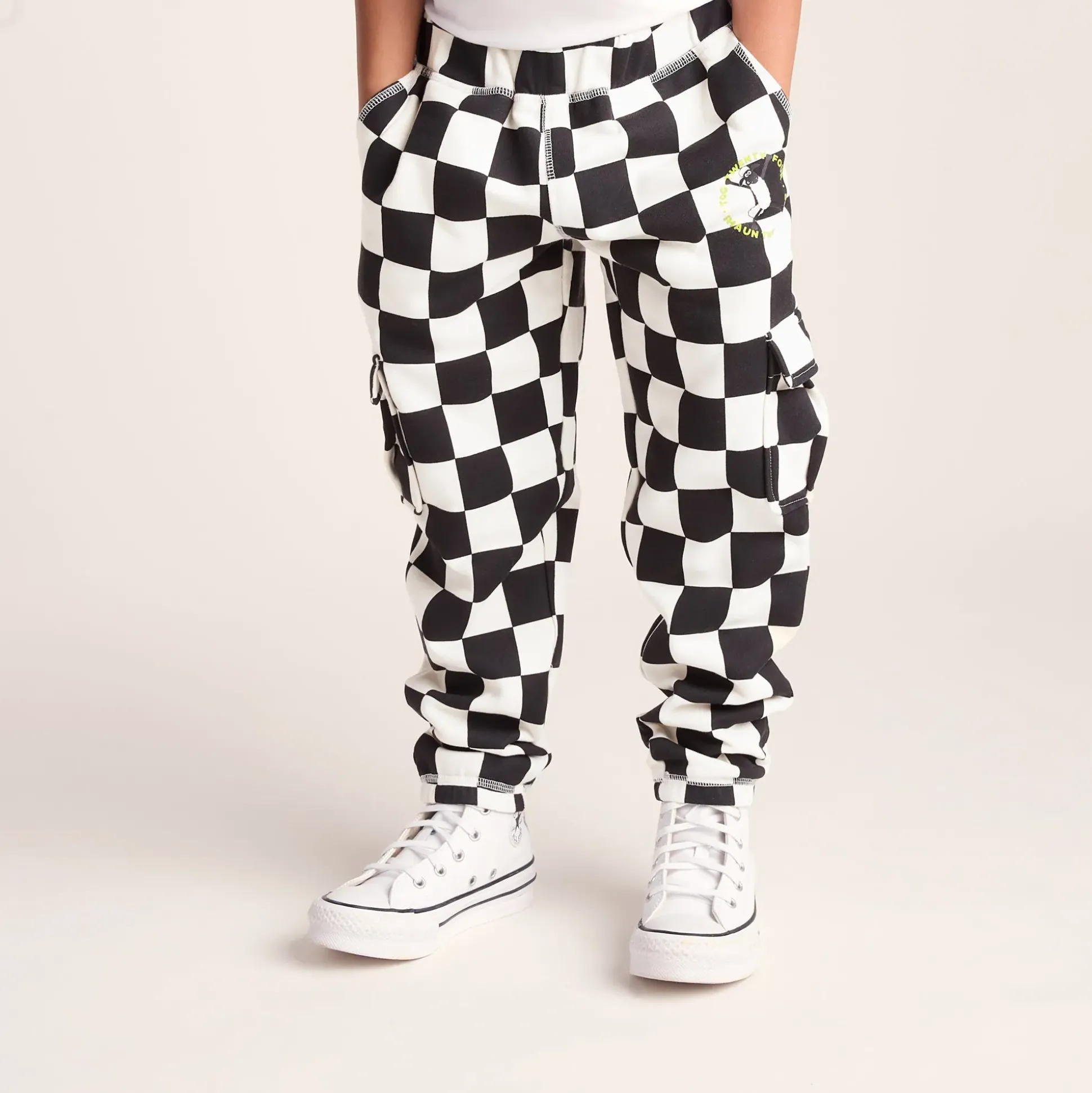 Polypay Kids Shaun the Sheep Sweat Pant - Black Woolly Checkerboard