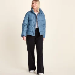Radcliffe Womens Gingham Check Insulated Padded Jacket - Navy/Grey Gingham