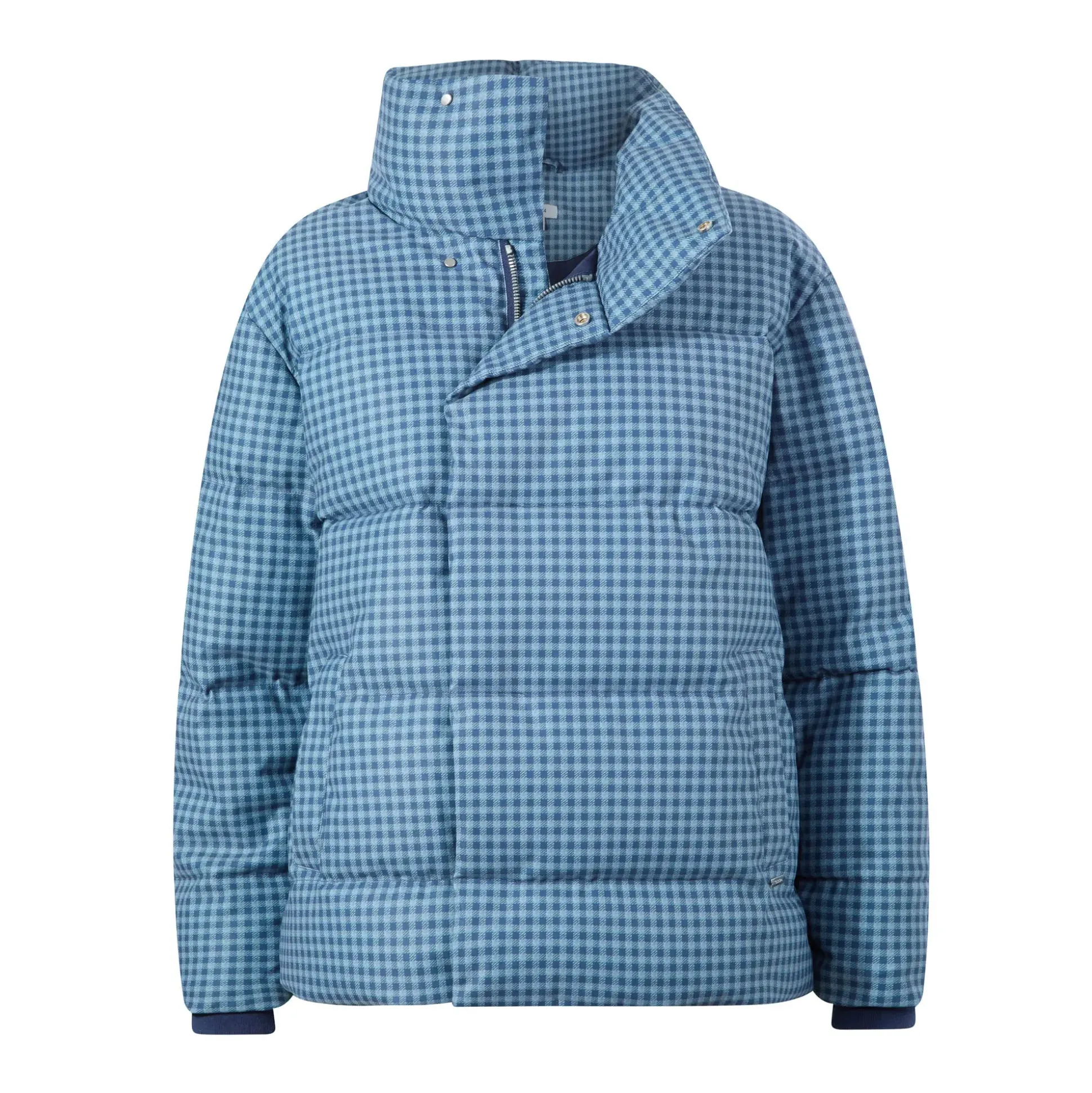 Radcliffe Womens Gingham Check Insulated Padded Jacket - Navy/Grey Gingham