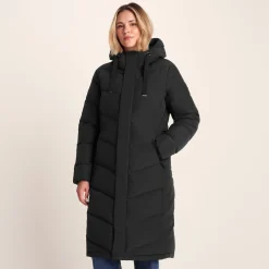 Raleigh Luxe Womens Long Shower Resistant Down Insulated Jacket - Black