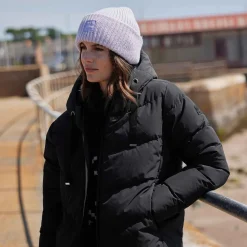 Raleigh Luxe Womens Long Shower Resistant Down Insulated Jacket - Black