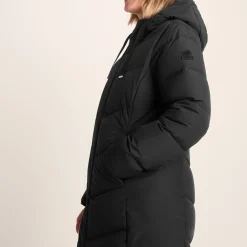 Raleigh Luxe Womens Long Shower Resistant Down Insulated Jacket - Black