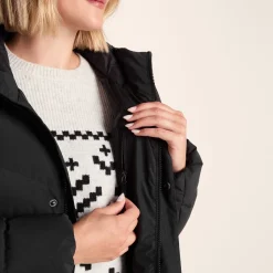 Raleigh Luxe Womens Long Shower Resistant Down Insulated Jacket - Black