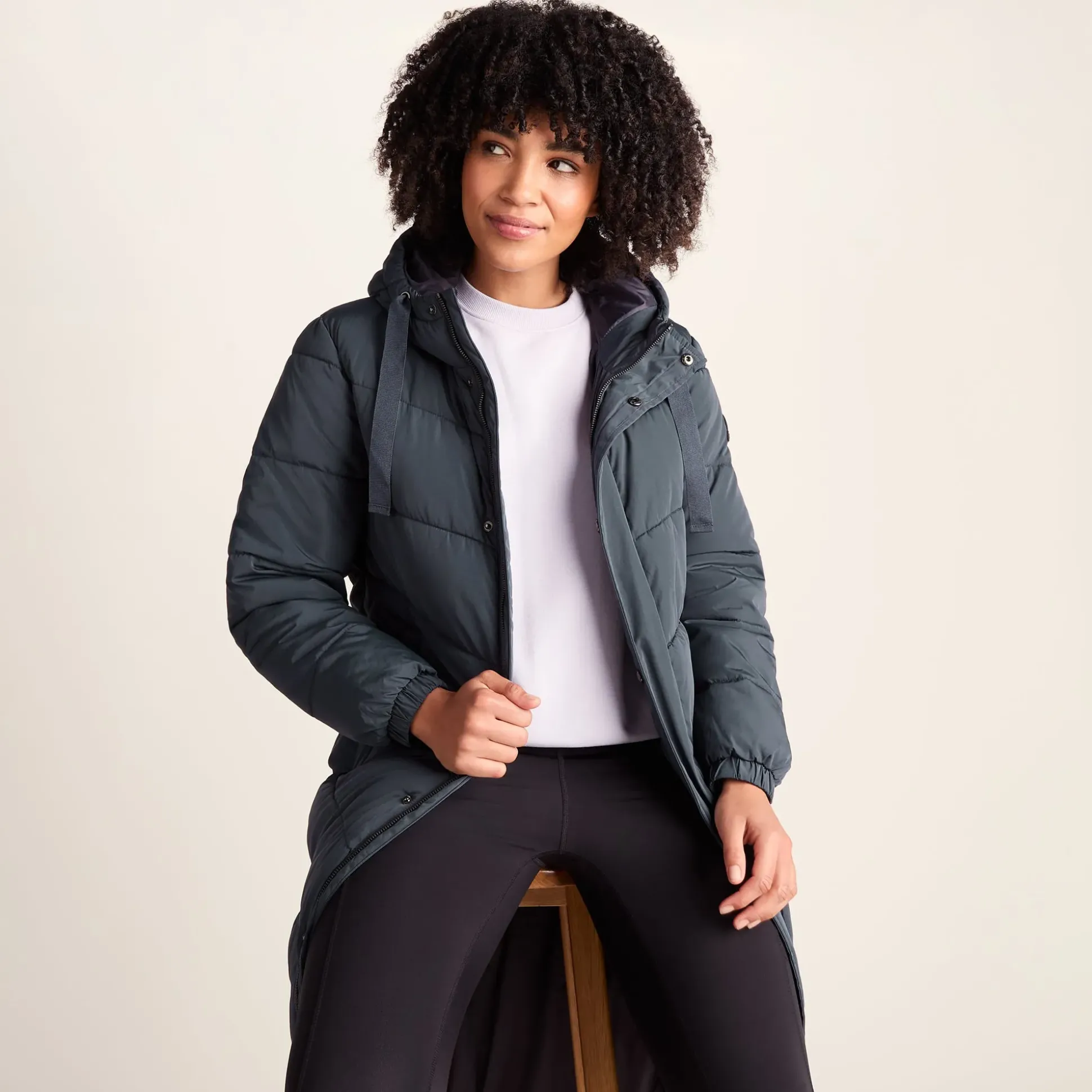 Raleigh Womens Long Insulated Jacket - Washed Blue