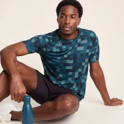 Rayan Mens Performance T-Shirt - Inky Blue Pixel Print