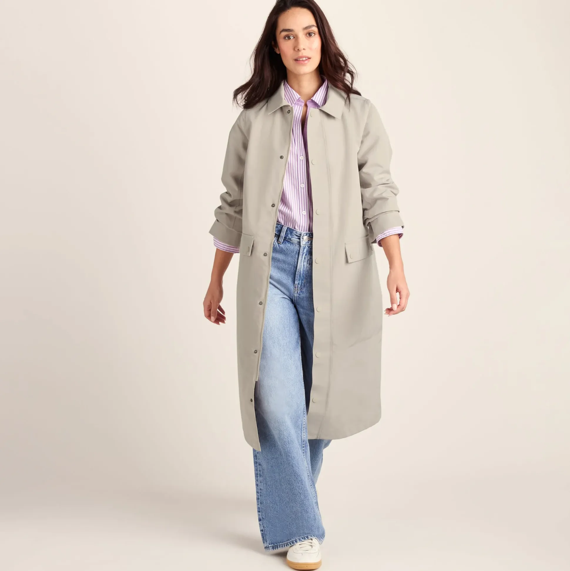 Remi Womens Classic Waterproof Car Coat - Cool Beige