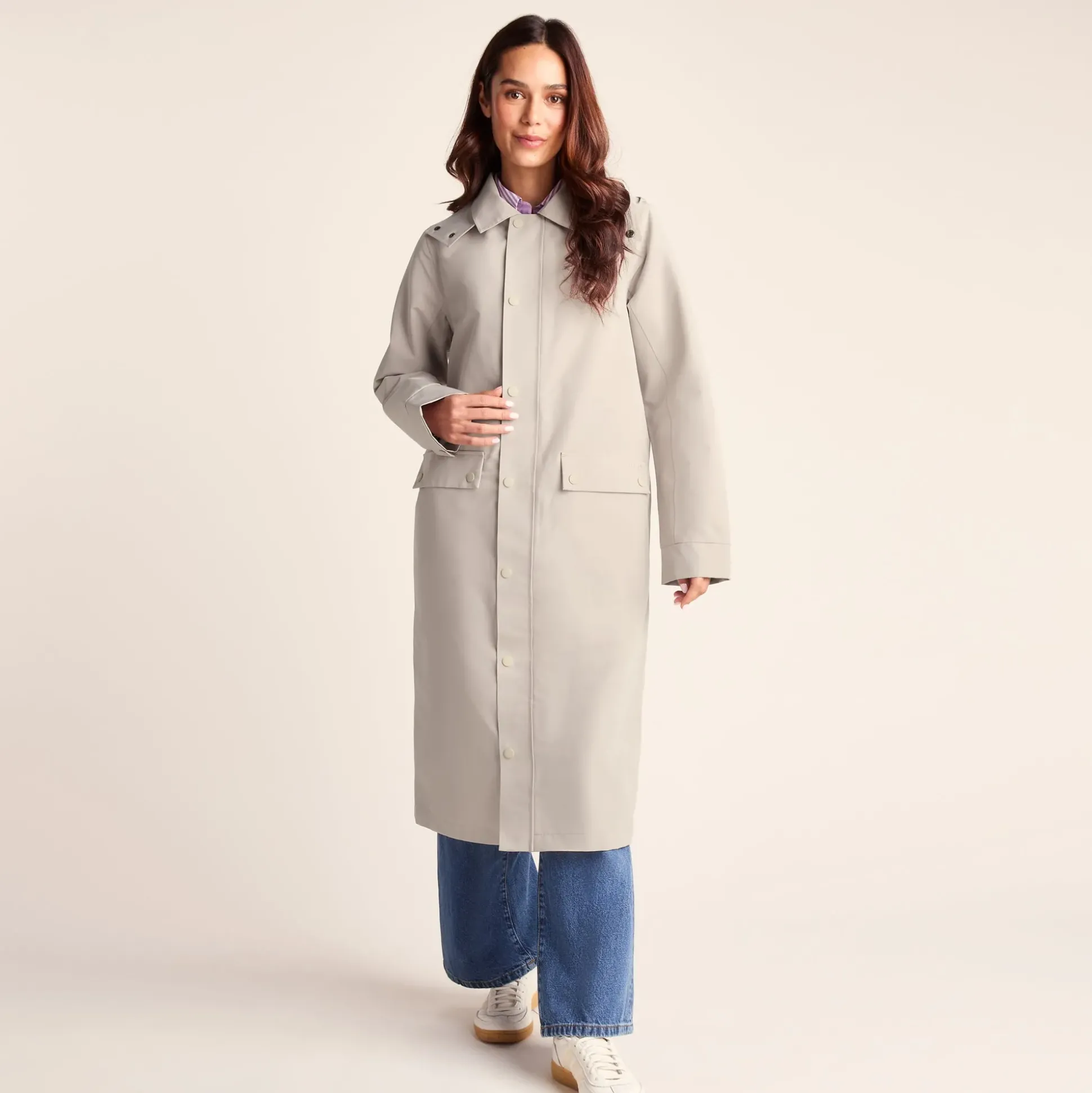 Remi Womens Classic Waterproof Car Coat - Cool Beige