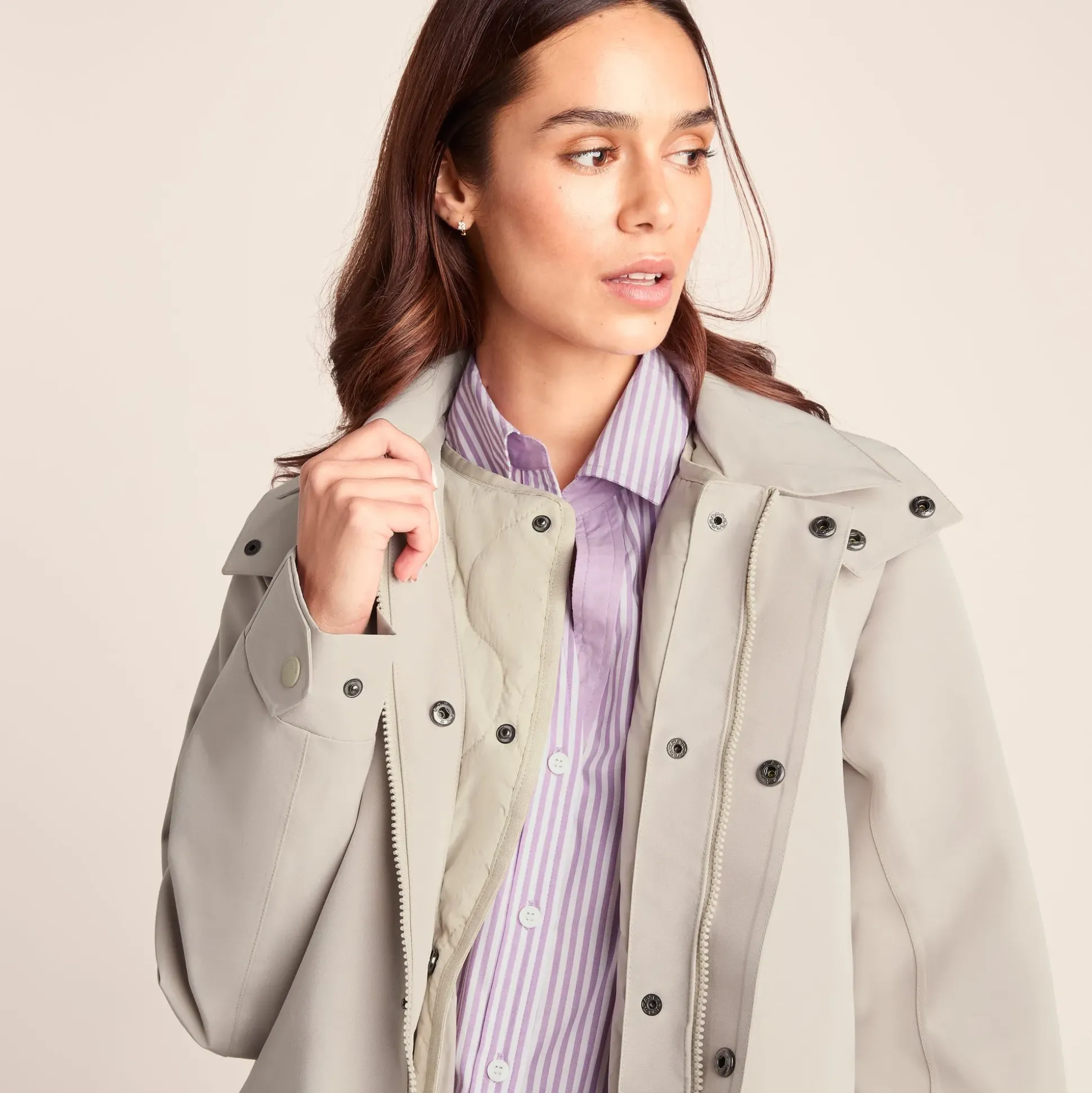 Remi Womens Classic Waterproof Car Coat - Cool Beige