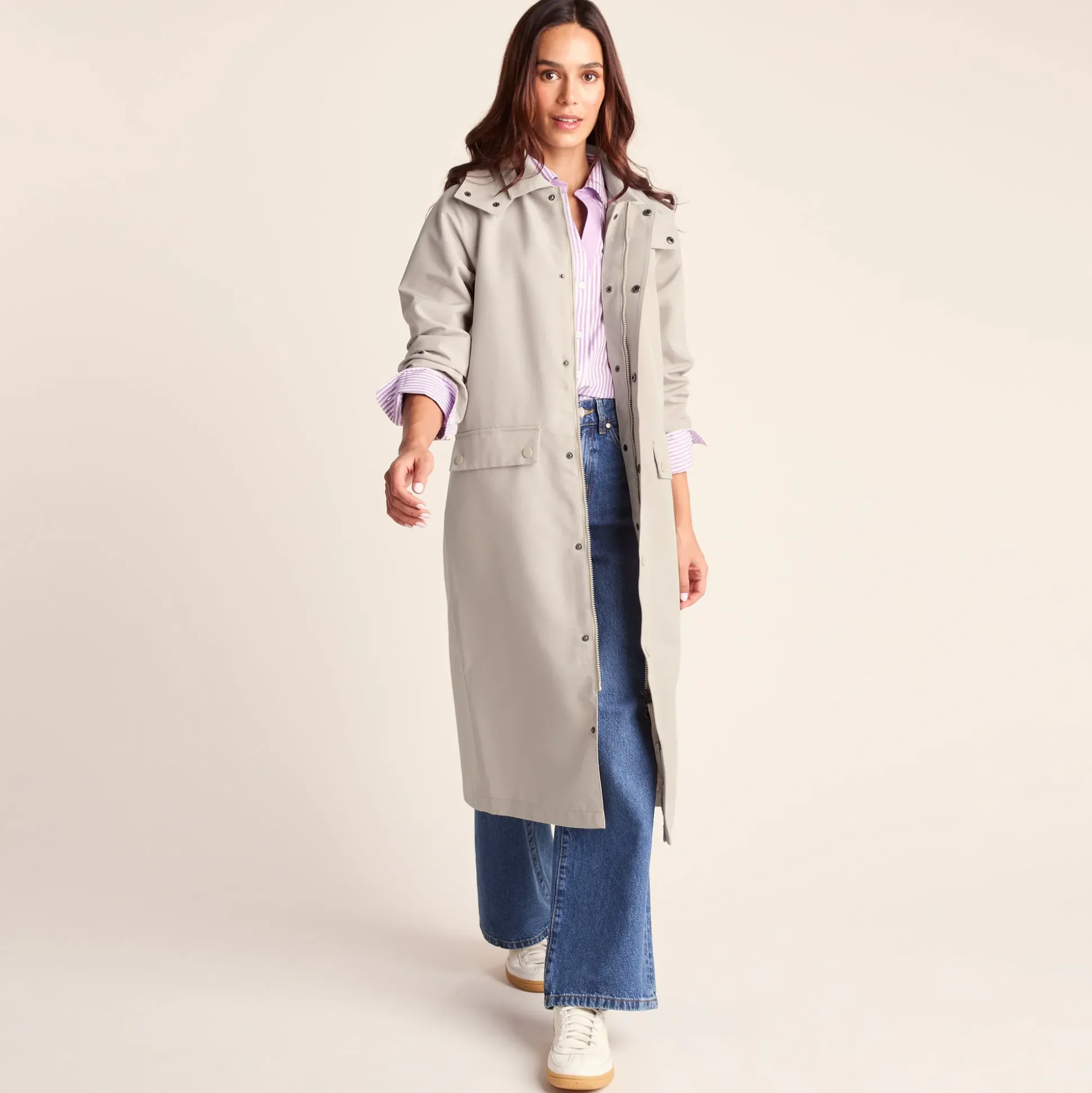 Remi Womens Classic Waterproof Car Coat - Cool Beige