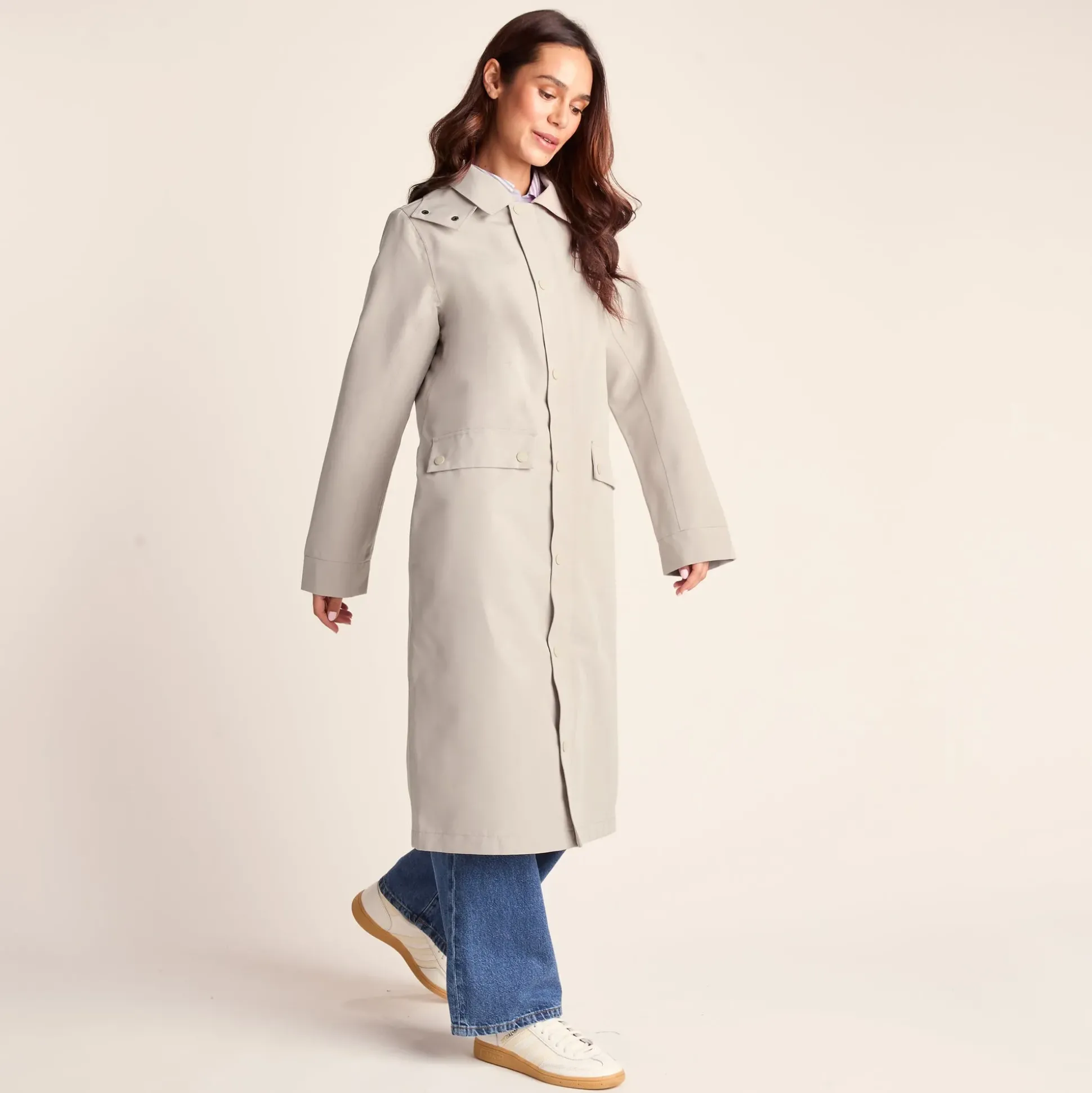 Remi Womens Classic Waterproof Car Coat - Cool Beige