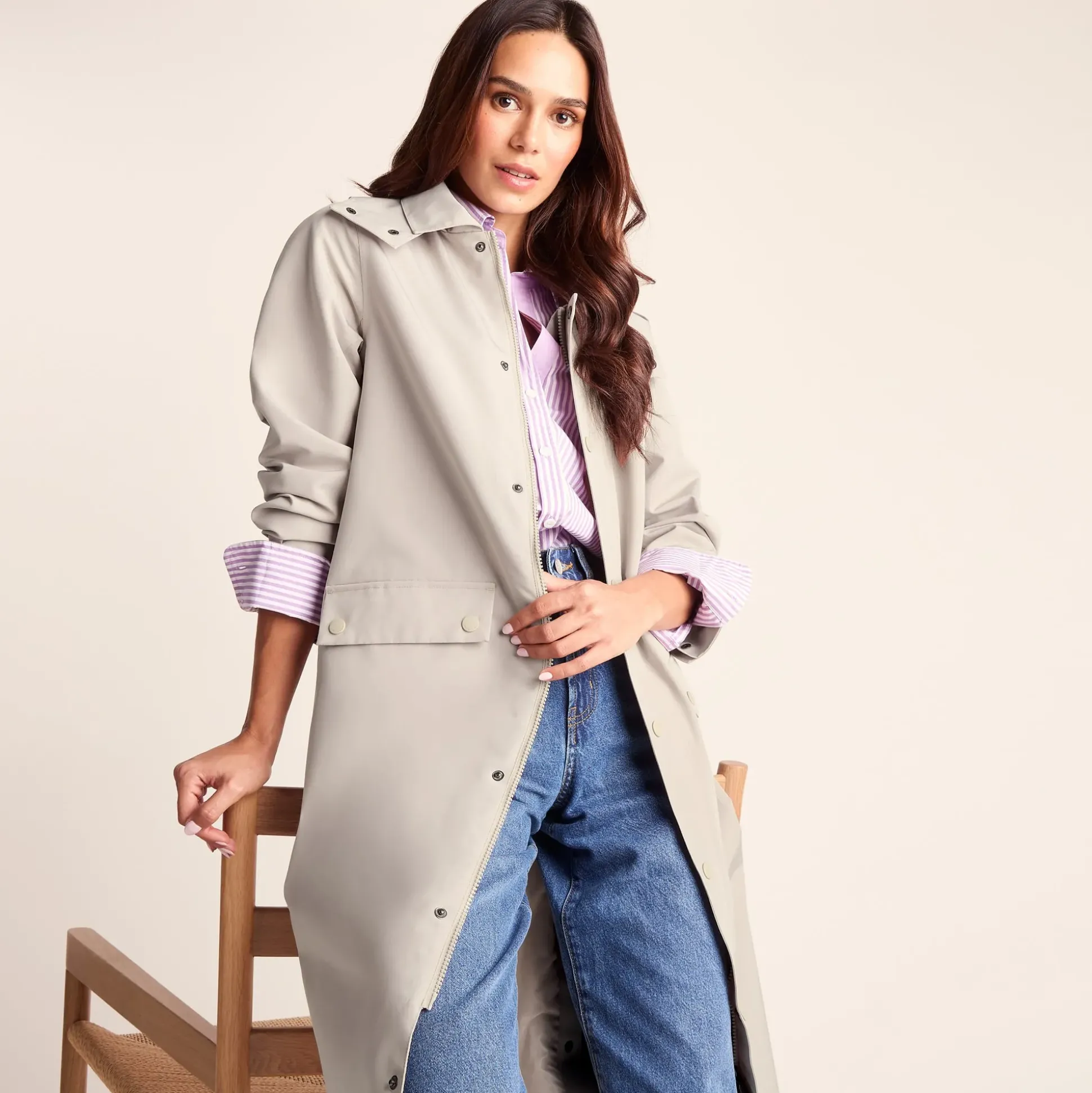 Remi Womens Classic Waterproof Car Coat - Cool Beige