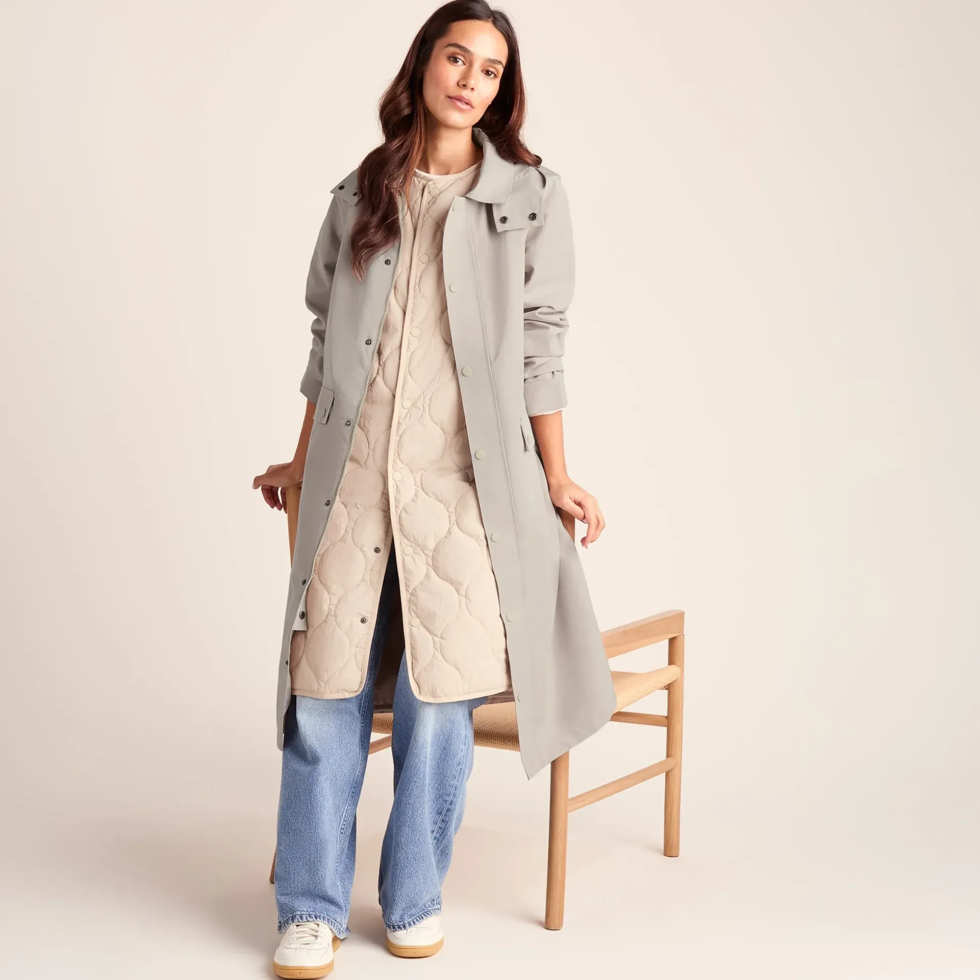 Remi Womens Classic Waterproof Car Coat - Cool Beige