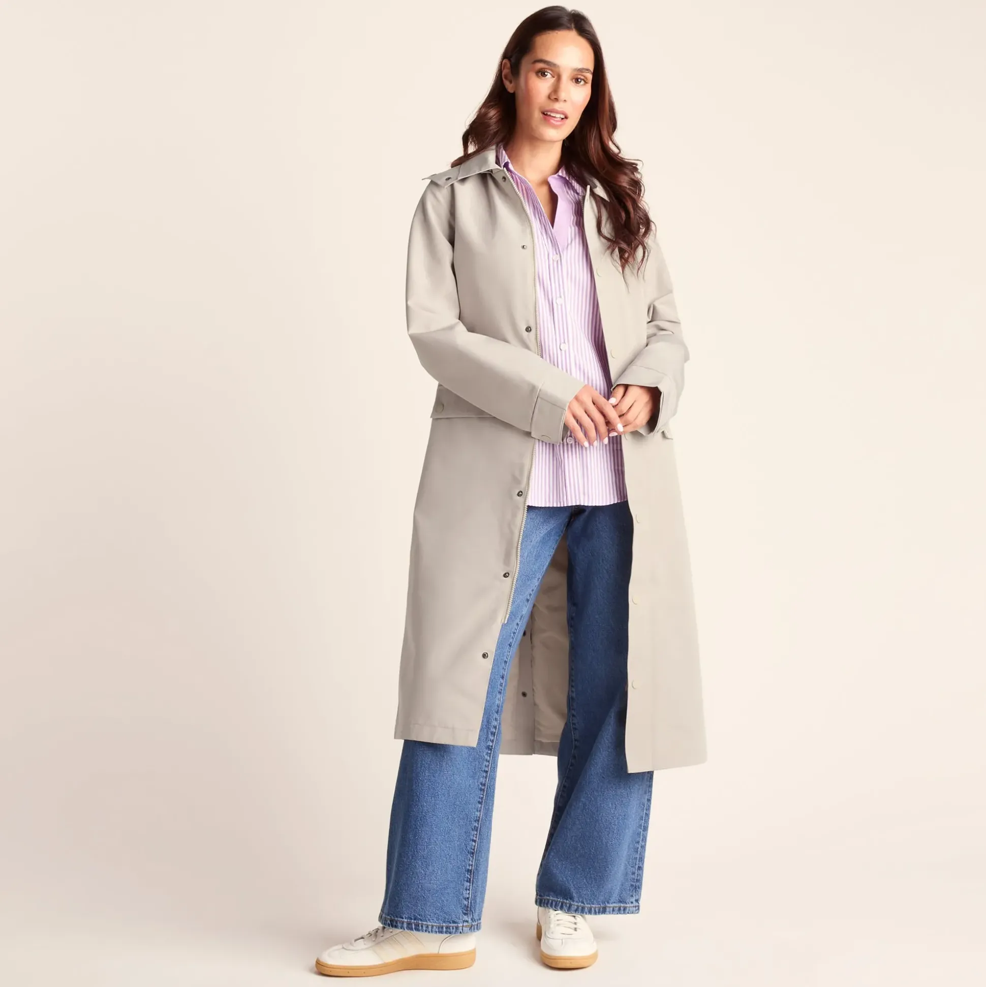 Remi Womens Classic Waterproof Car Coat - Cool Beige