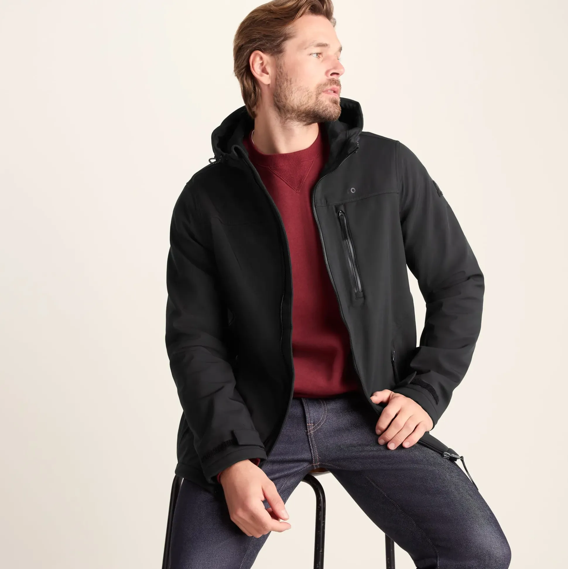 Retner Mens Waterproof Softshell Hooded Jacket - Black