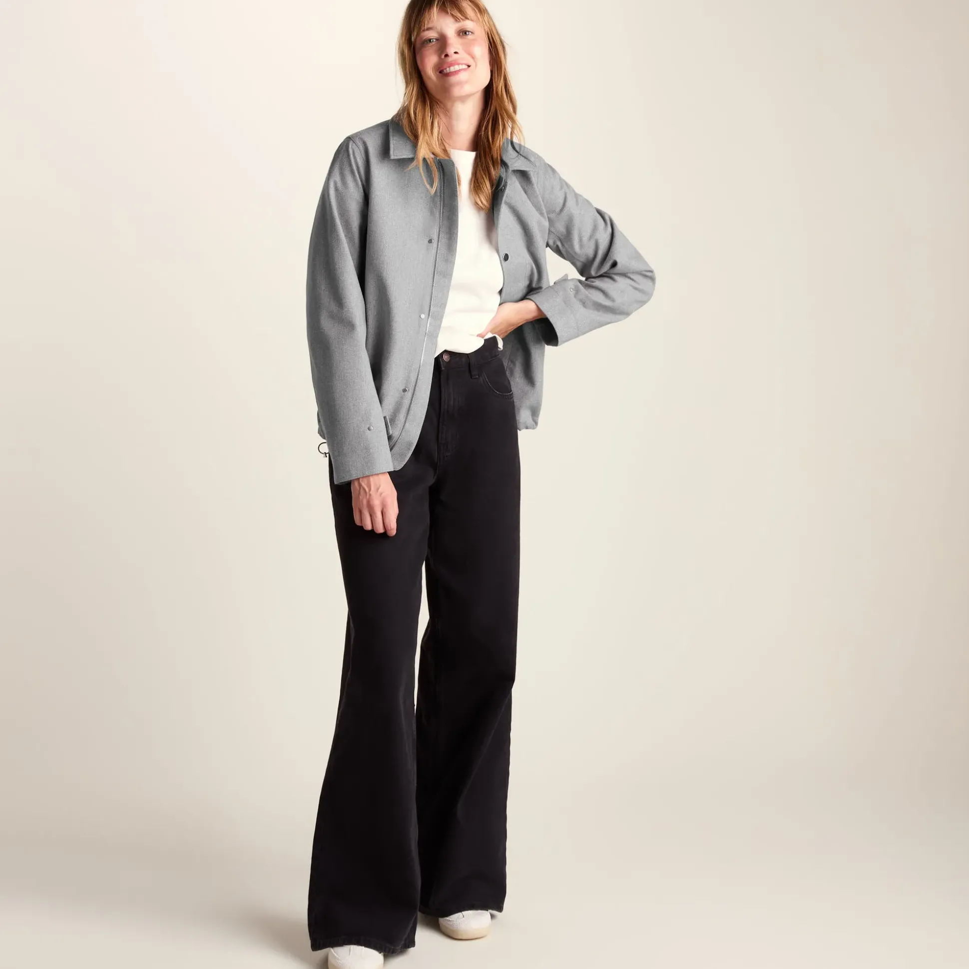 Robyn Womens Waterproof Short Trench Coat - Mid Grey Melange