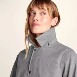 Robyn Womens Waterproof Short Trench Coat - Mid Grey Melange