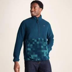Ryle Mens Relaxed Fit Microfleece Zip Neck - Inky Blue