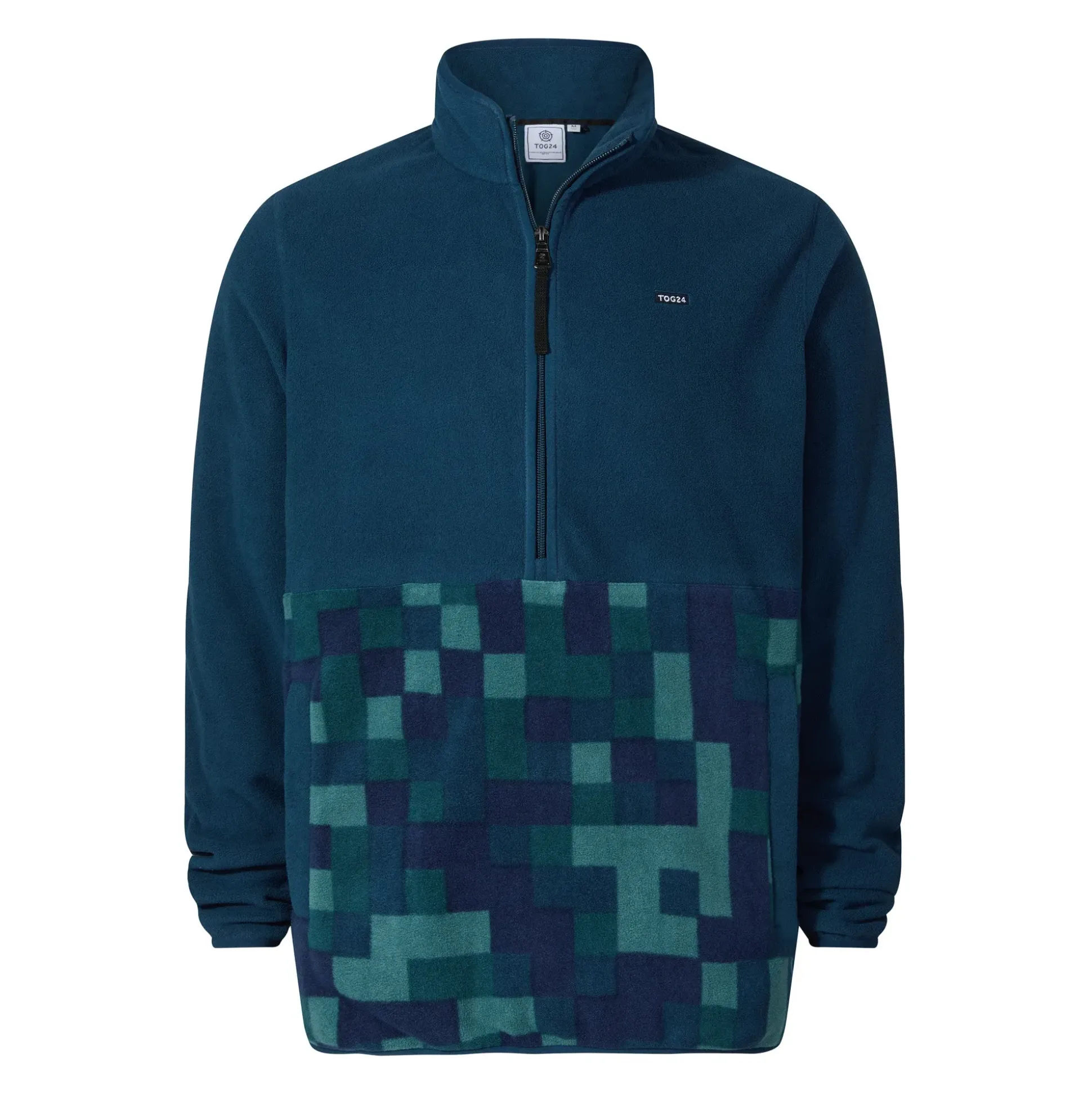 Ryle Mens Relaxed Fit Microfleece Zip Neck - Inky Blue
