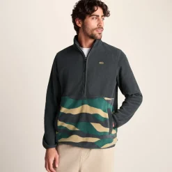 Ryle Mens Relaxed Fit Microfleece Zip Neck - Deep Slate