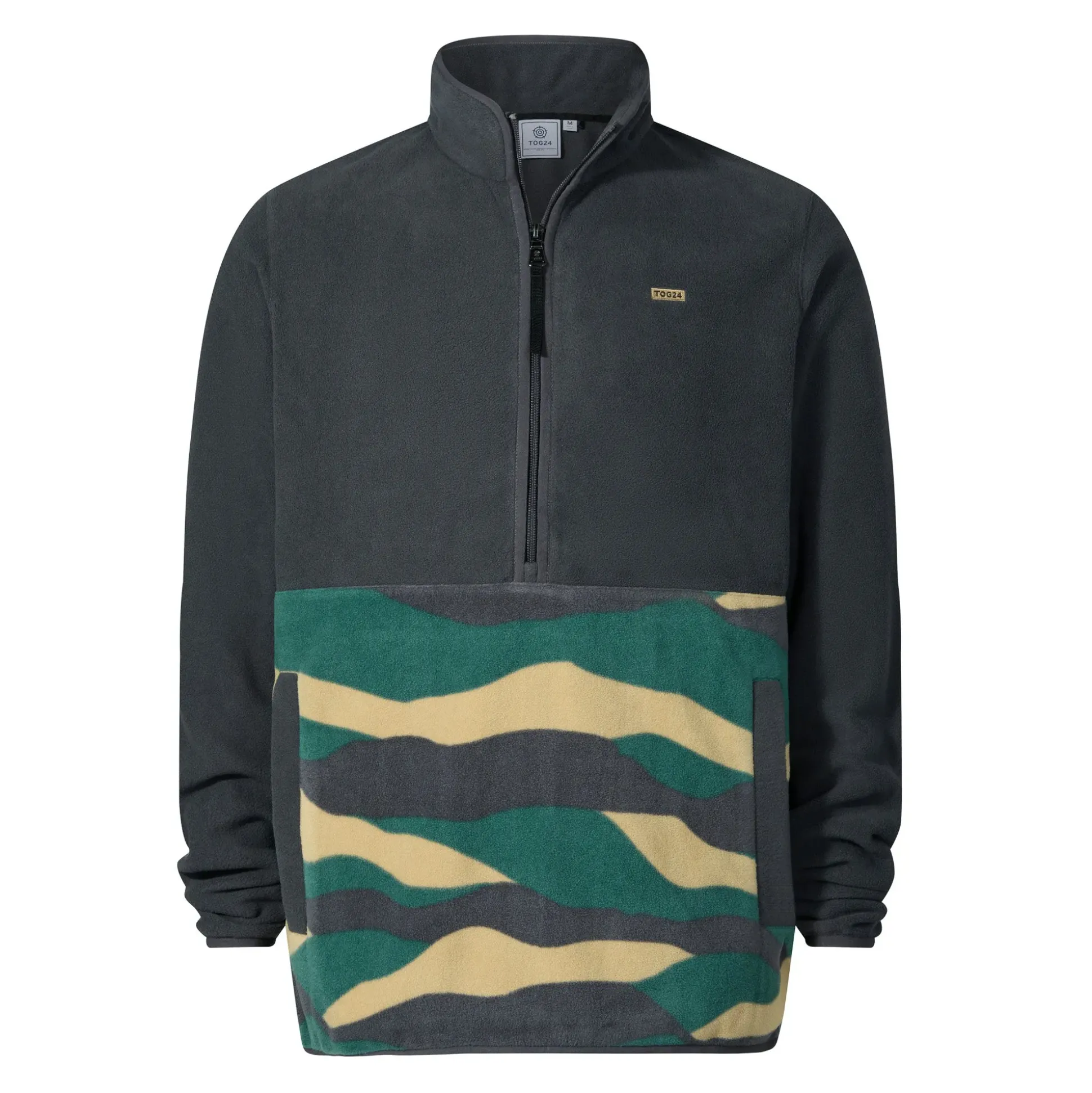 Ryle Mens Relaxed Fit Microfleece Zip Neck - Deep Slate