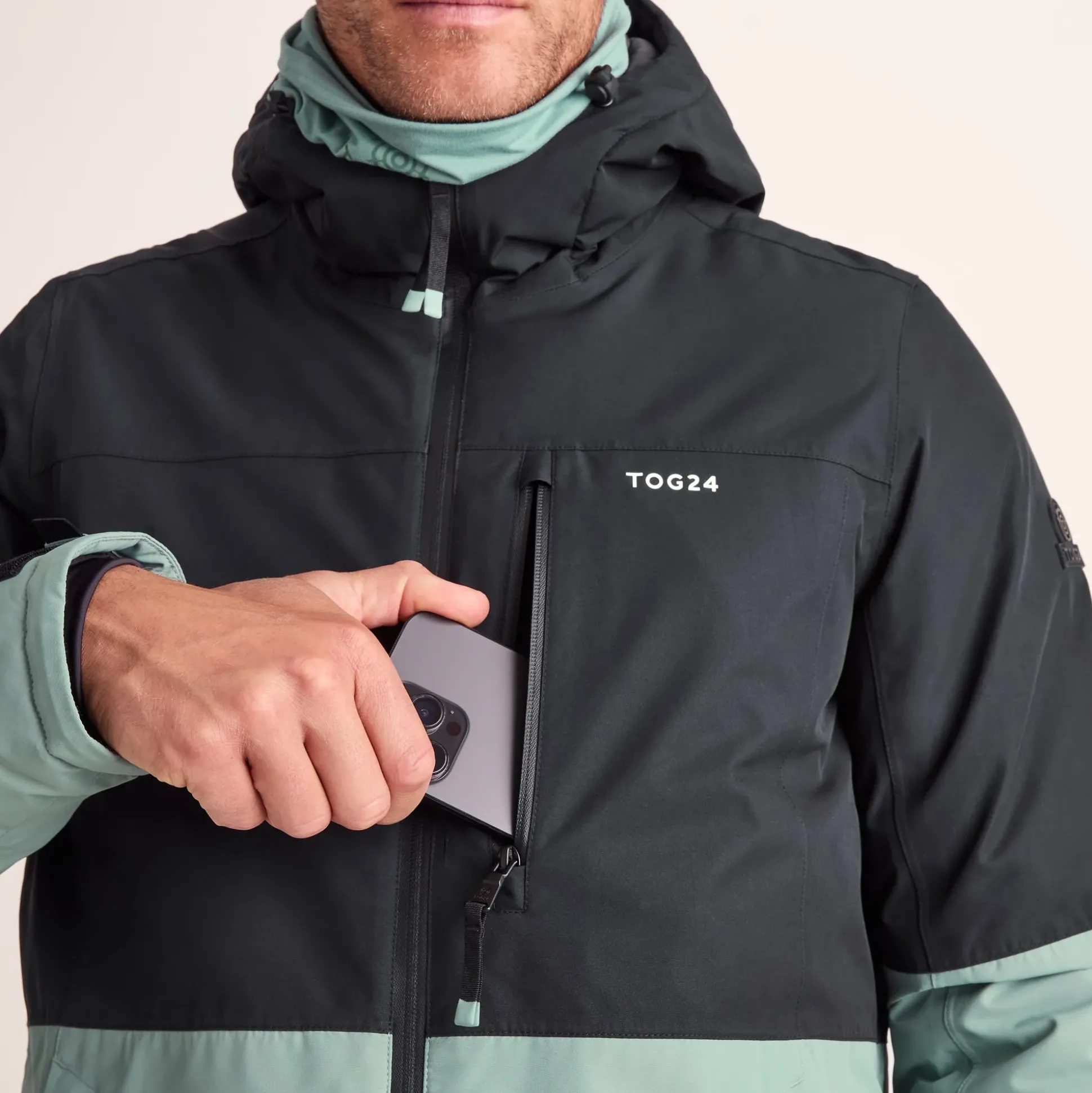 Samoens Mens Waterproof Ski Jacket - Steel Teal/Black