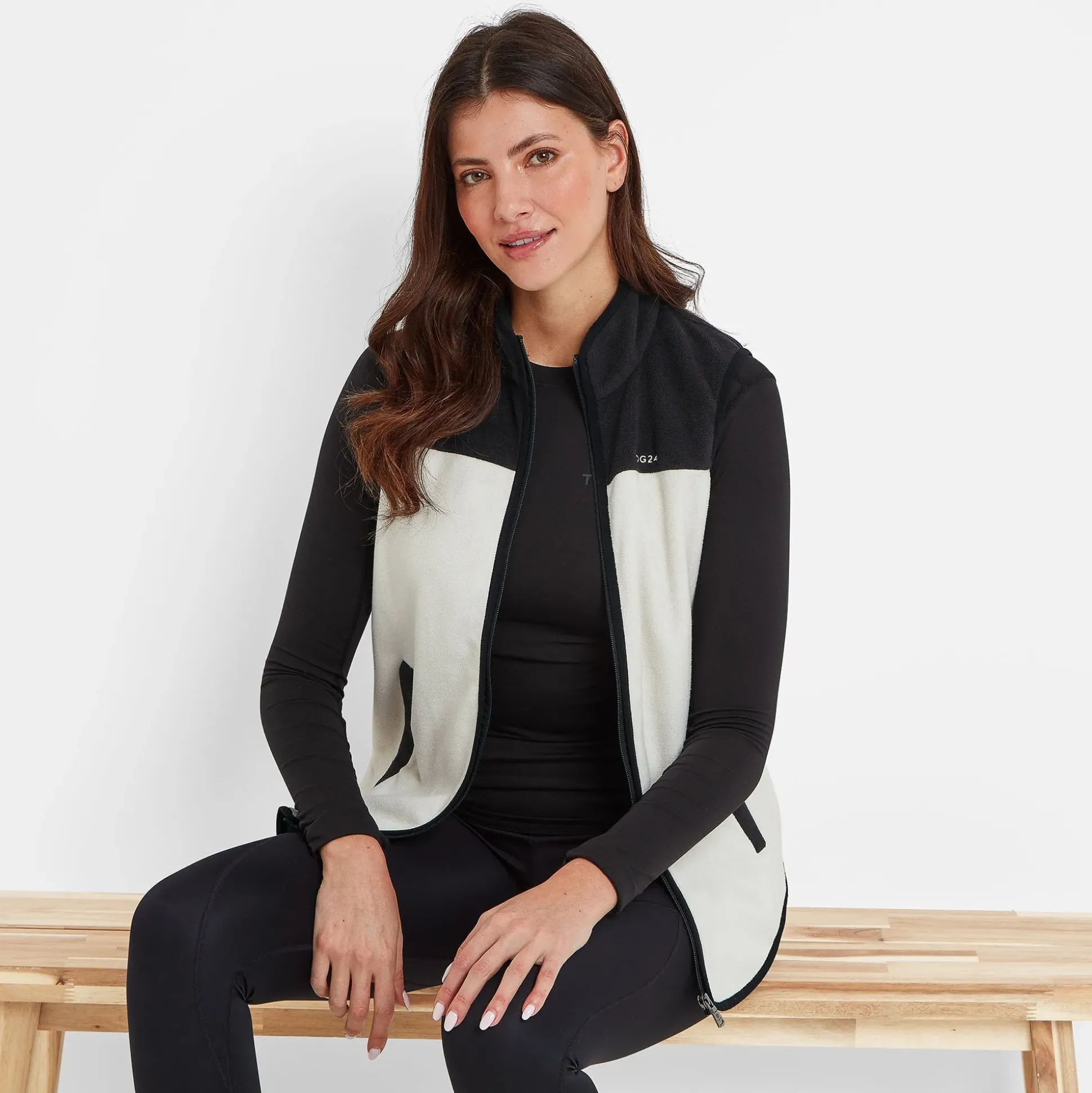 Sarel Womens Colour Block Fleece Gilet - Vanilla/Black