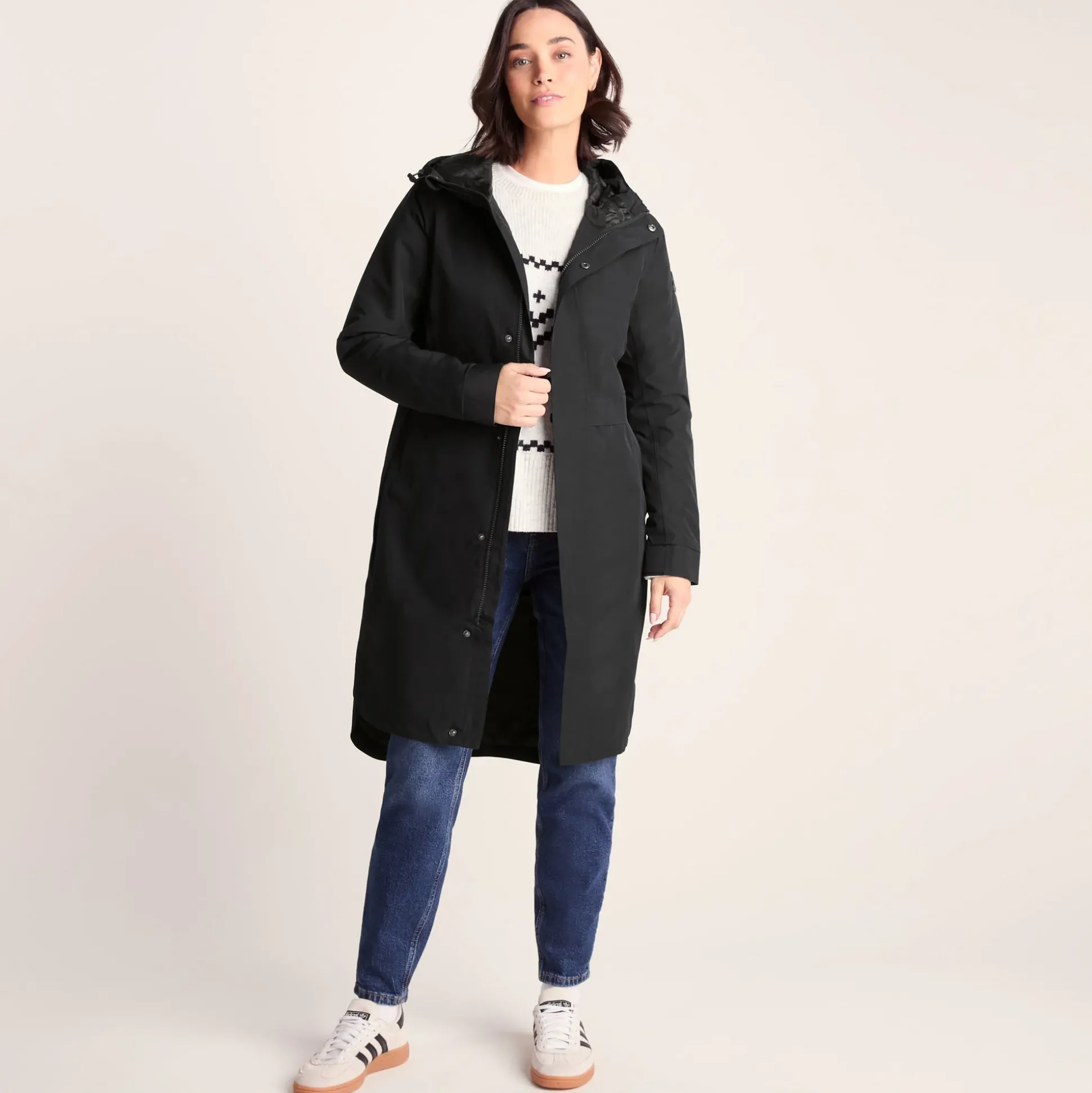 Saunter Womens Long Waterproof Jacket - Black