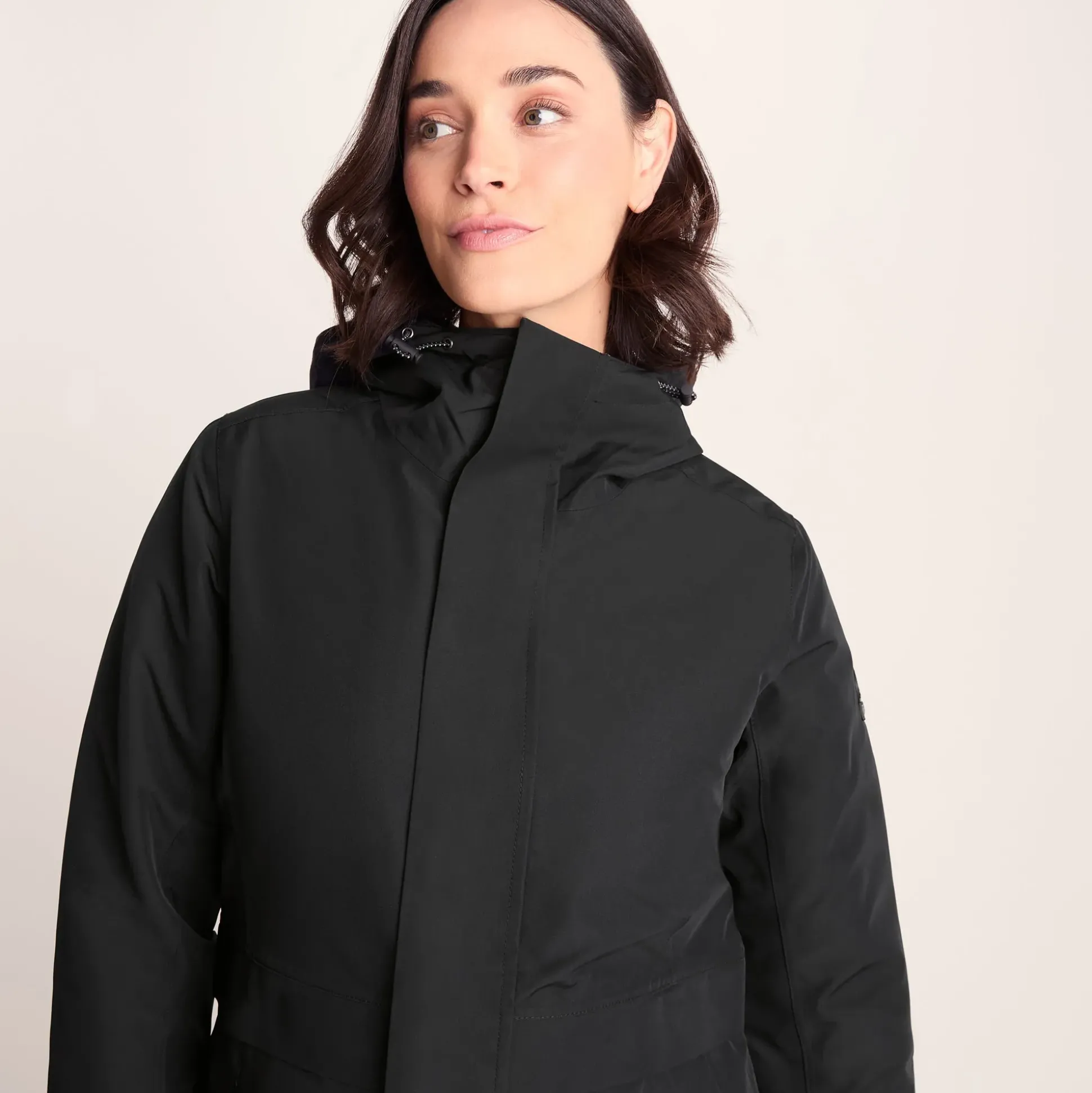 Saunter Womens Long Waterproof Jacket - Black
